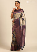 Sage Green Tissue Brocade Art Silk Saree - Taashi