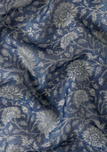 Indigo Floral Printed Saree - Taashi