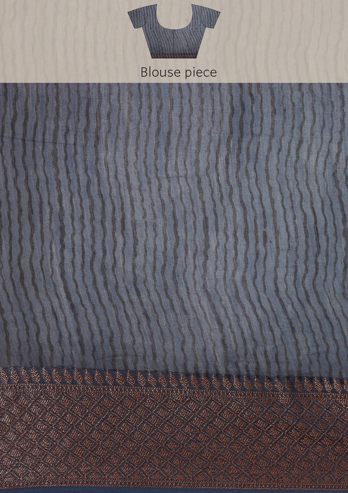 Indigo Floral Parrot Printed Chanderi Saree - Taashi