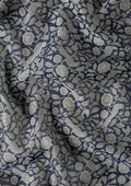 Indigo Floral Parrot Printed Chanderi Saree - Taashi