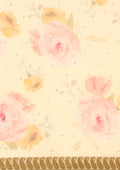 Pastel Yellow Watercolor Floral Printed With Mukesh Work Chiffon SareeÂ  - Taashi