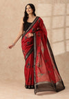 Red Contemporary Printed Chanderi Saree