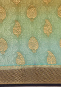 Blue And Green Soft Color Changing Jaal Paisley Pattern Mysore Silk Saree - Taashi