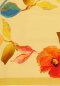 Dusty Yellow Watercolor Floral Printed Crepe Saree - Taashi