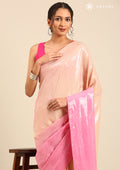 Pink And Beige Sequin EmbroideRed Crepe Saree - Taashi