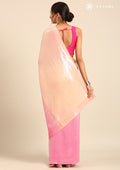 Pink And Beige Sequin EmbroideRed Crepe Saree - Taashi
