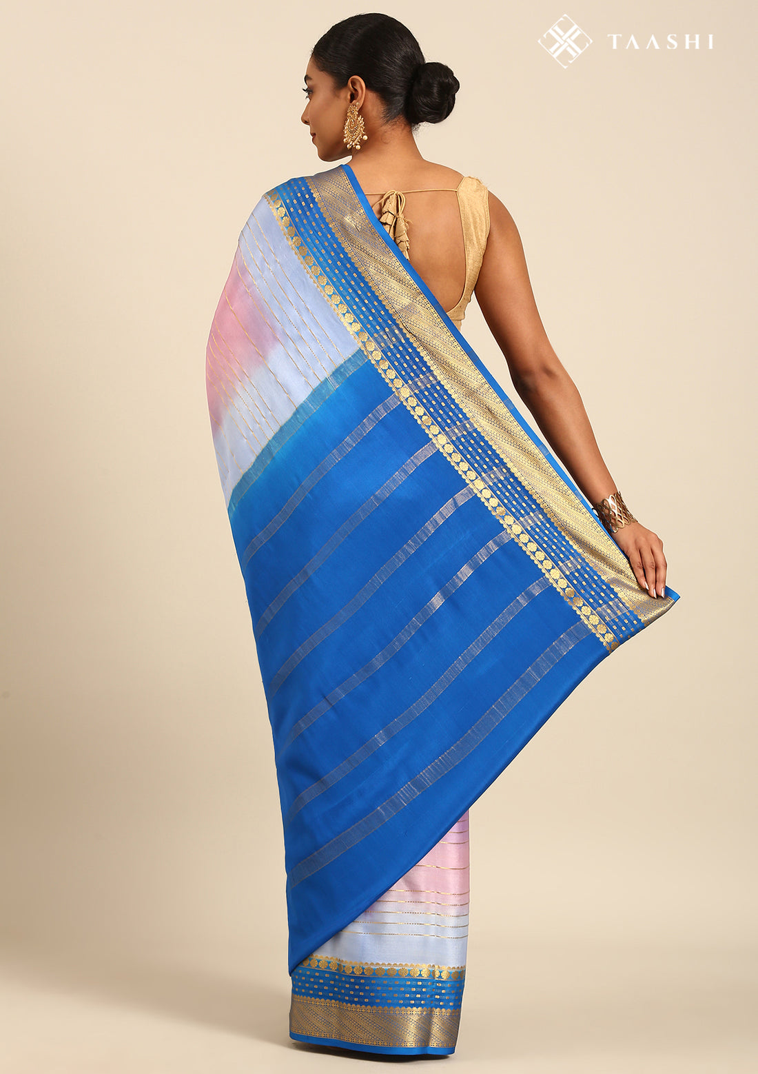 Multicolour Pure Mysore Crepe Saree