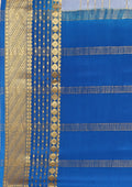 Soft Color Changing Blue And Pink Striped Woven Mysore Silk Saree - Taashi