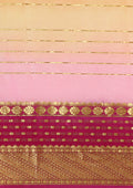 Soft Color Changing Yellow And Pink Striped Woven Mysore Silk Saree - Taashi