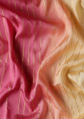 Soft Color Changing Yellow And Pink Striped Woven Mysore Silk Saree - Taashi