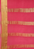 Soft Color Changing Yellow And Pink Colors Striped Woven Mysore Silk Saree - Taashi