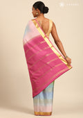 Soft Color Changing Green And Pink Colors Striped Woven Mysore Silk Saree - Taashi
