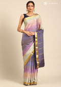 Soft Color Changing Mauve And Pista Colors Striped Woven Mysore Silk Saree - Taashi