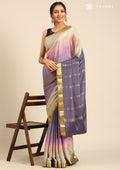 Soft Color Changing Mauve And Pista Colors Striped Woven Mysore Silk Saree - Taashi