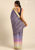 Soft Color Changing Mauve And Pista Colors Striped Woven Mysore Silk Saree - Taashi