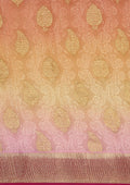 Pink And Yellow Soft Color Changing Jaal Paisley Pattern Mysore Silk Saree - Taashi