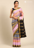 Soft Color Changing Multicolors Striped Woven Mysore Silk Saree - Taashi