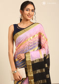 Soft Color Changing Multicolors Striped Woven Mysore Silk Saree - Taashi