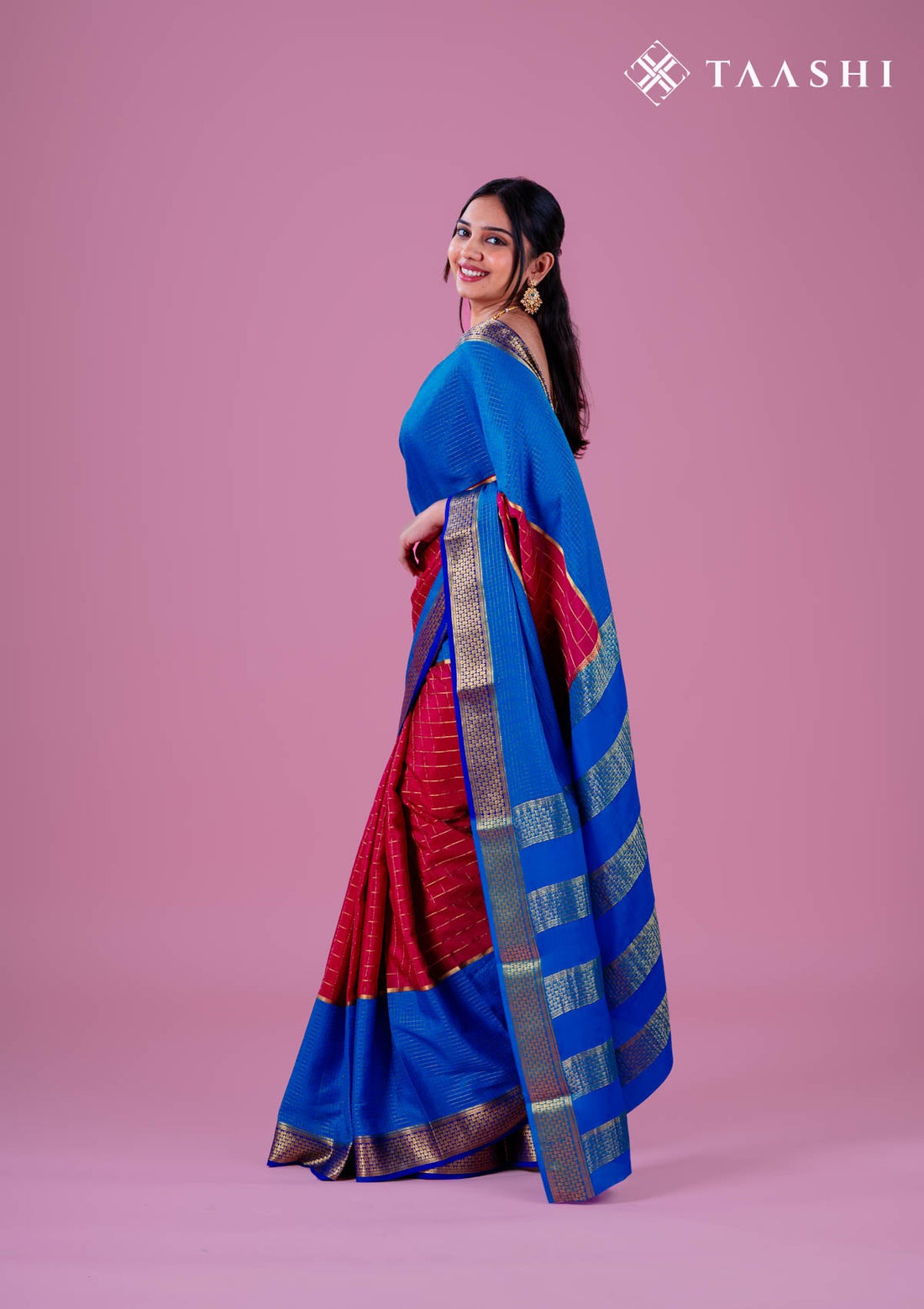 Blue Pure Mysore Crepe Saree