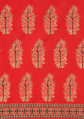 Red And Black Ajrakh Printed Cotton Saree  - Taashi