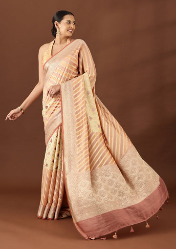 Pastel Yellow Pure Silk Woven Saree