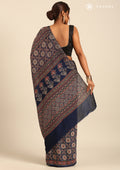 Indigo Block Printed Cotton Saree - Taashi