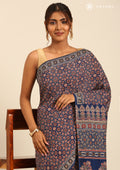 Indigo Block Printed Cotton Saree - Taashi