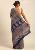 Indigo Block Printed Cotton Saree - Taashi