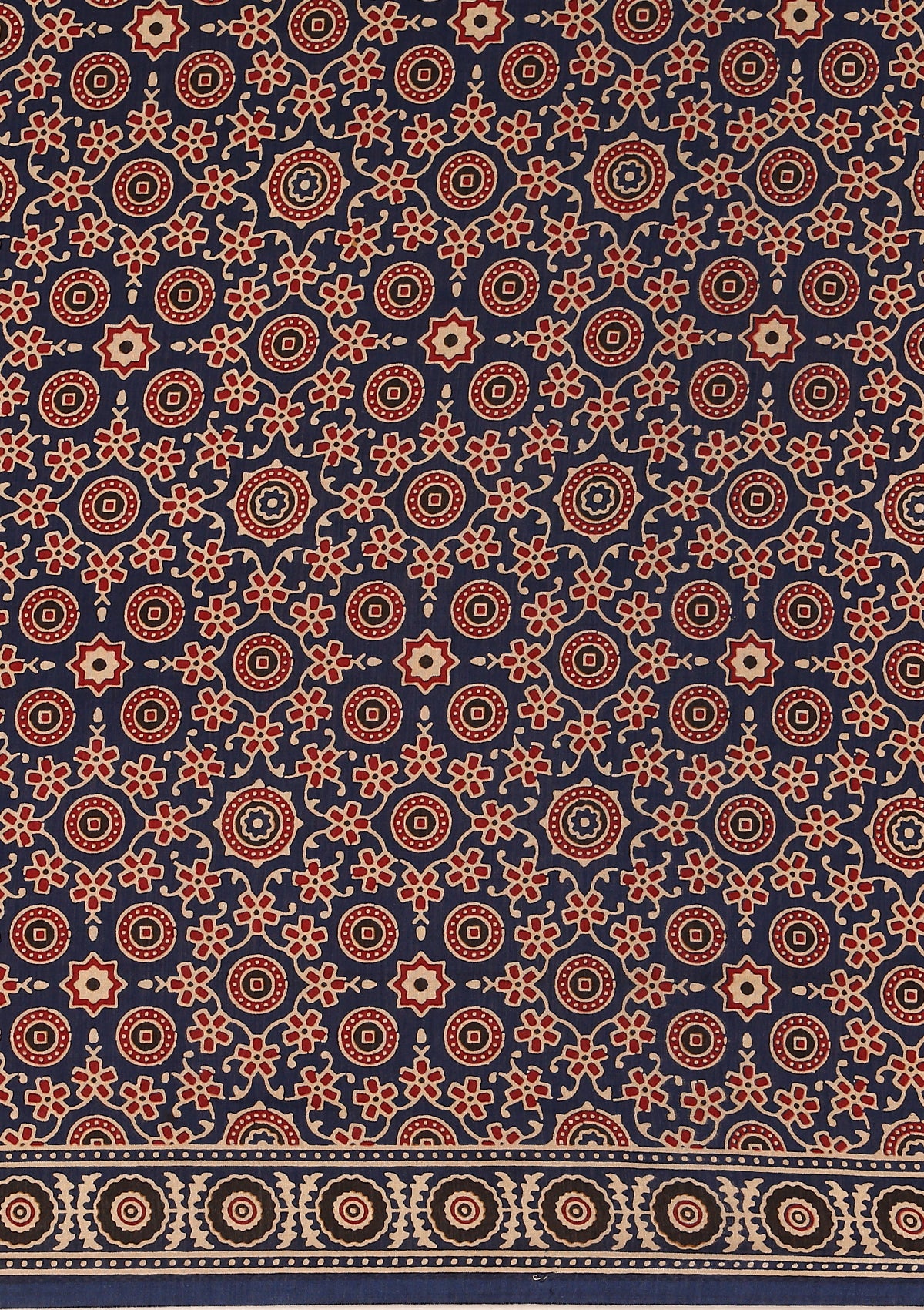 Indigo Block Printed Cotton Saree - Taashi