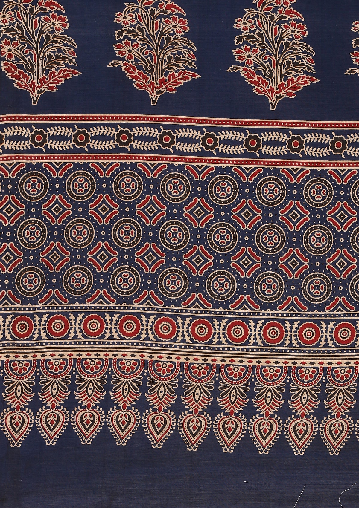 Indigo Block Printed Cotton Saree - Taashi