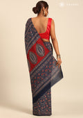 Indigo Block Printed Cotton Saree - Taashi
