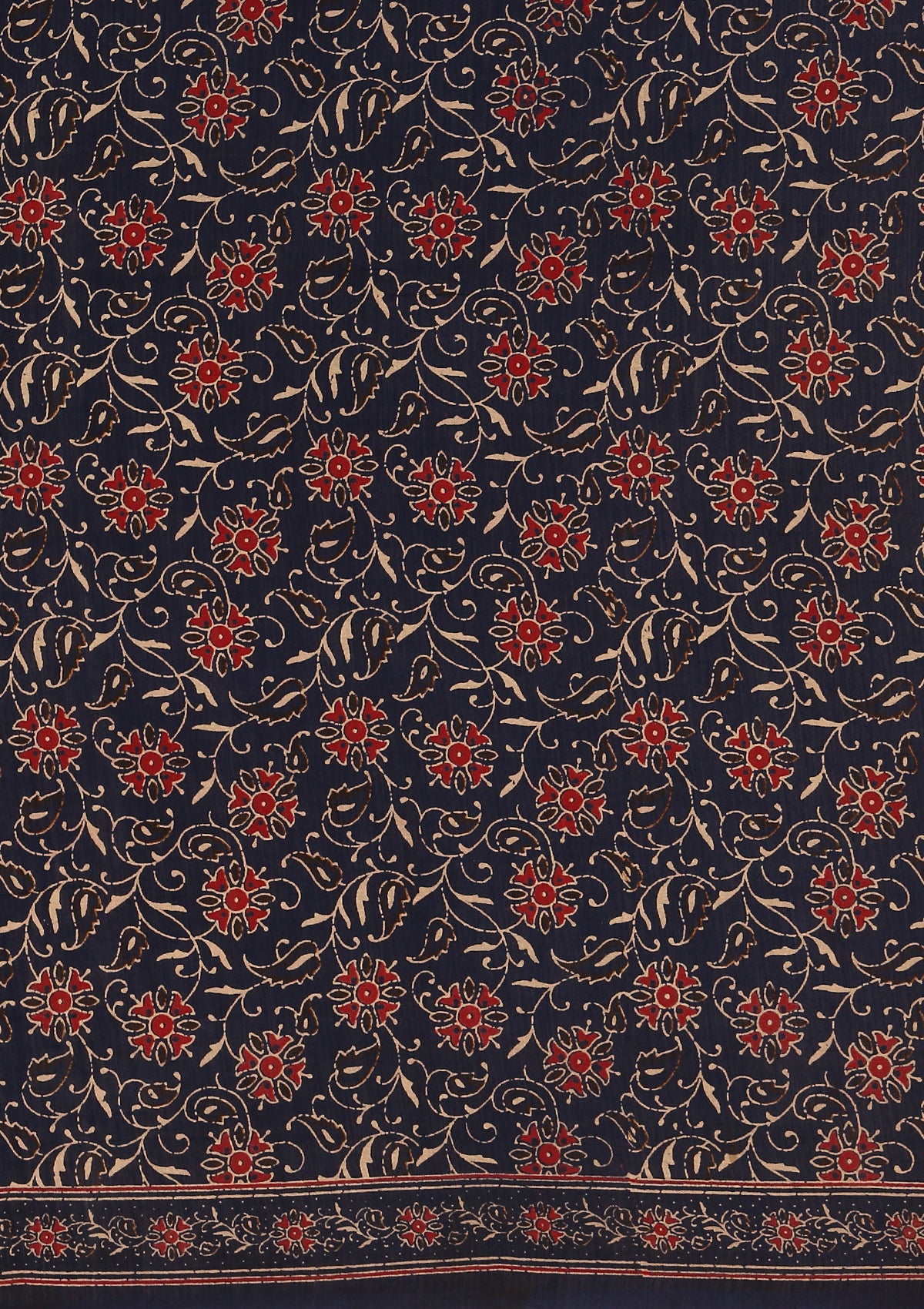 Indigo Block Printed Cotton Saree - Taashi