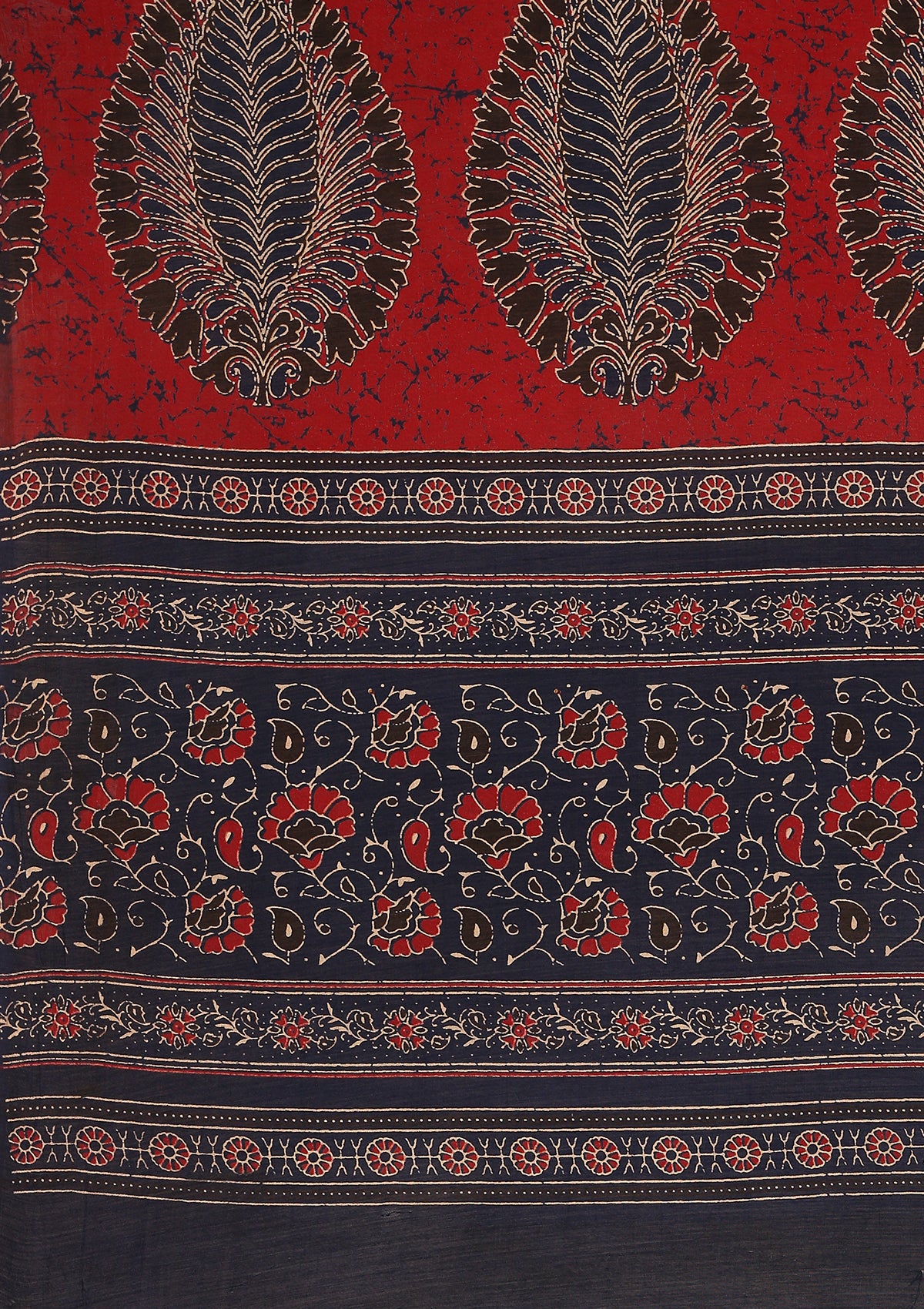 Indigo Block Printed Cotton Saree - Taashi