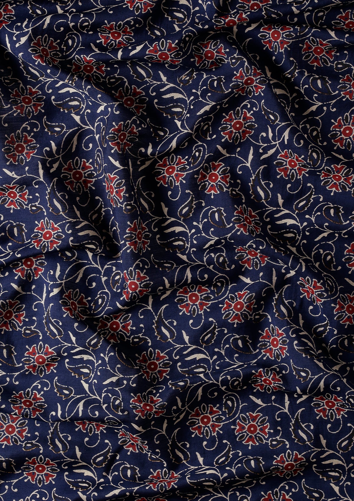 Indigo Block Printed Cotton Saree - Taashi