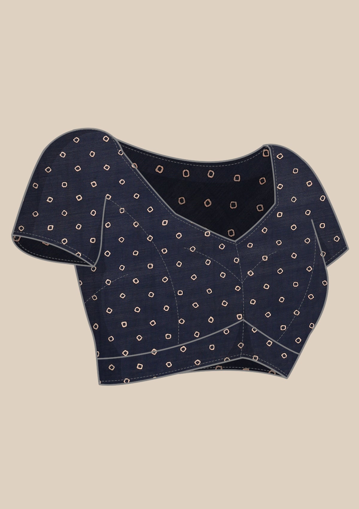 Indigo Block Printed Cotton Saree - Taashi