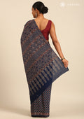 Indigo Block Printed Cotton Saree - Taashi