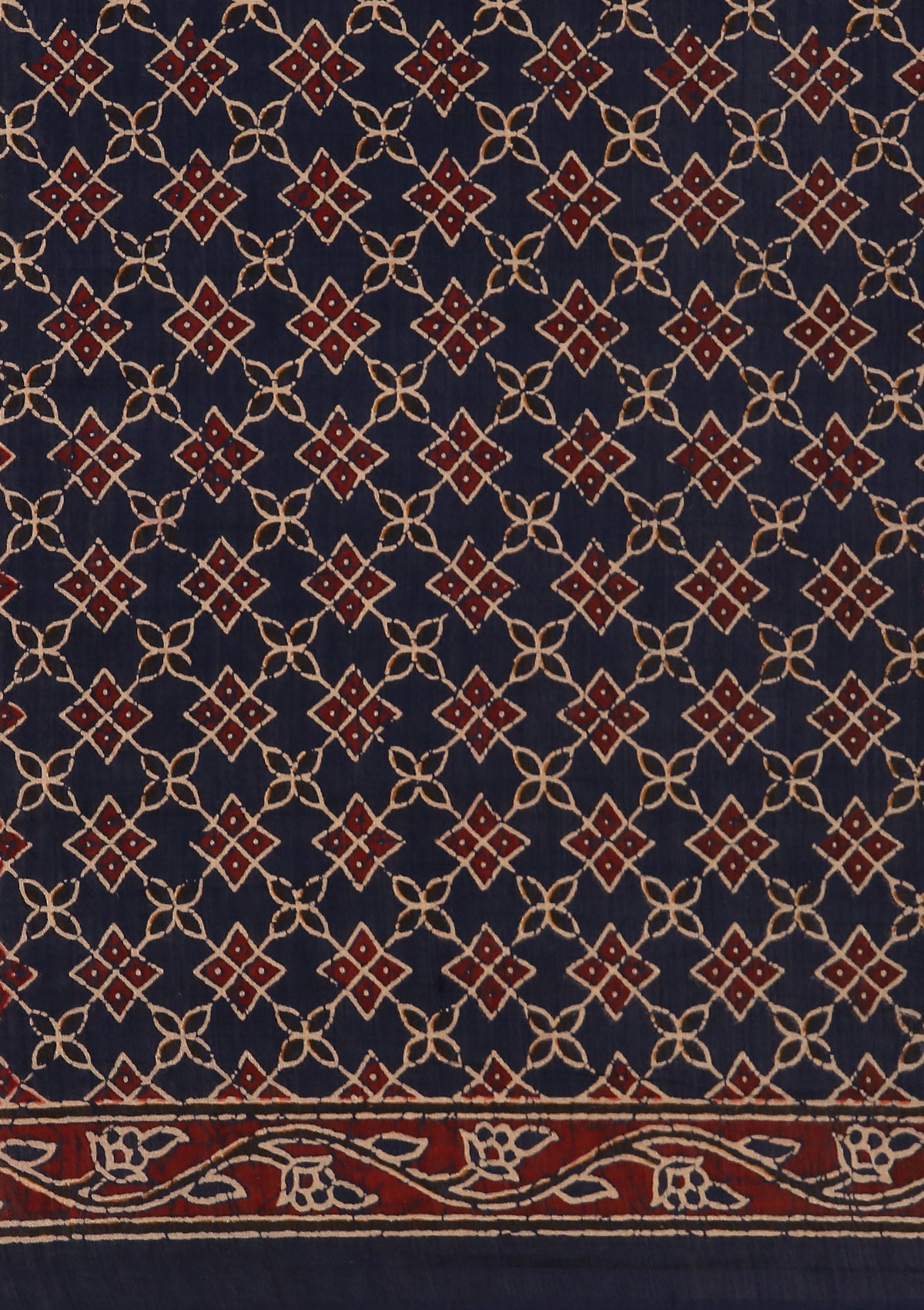 Indigo Block Printed Cotton Saree - Taashi