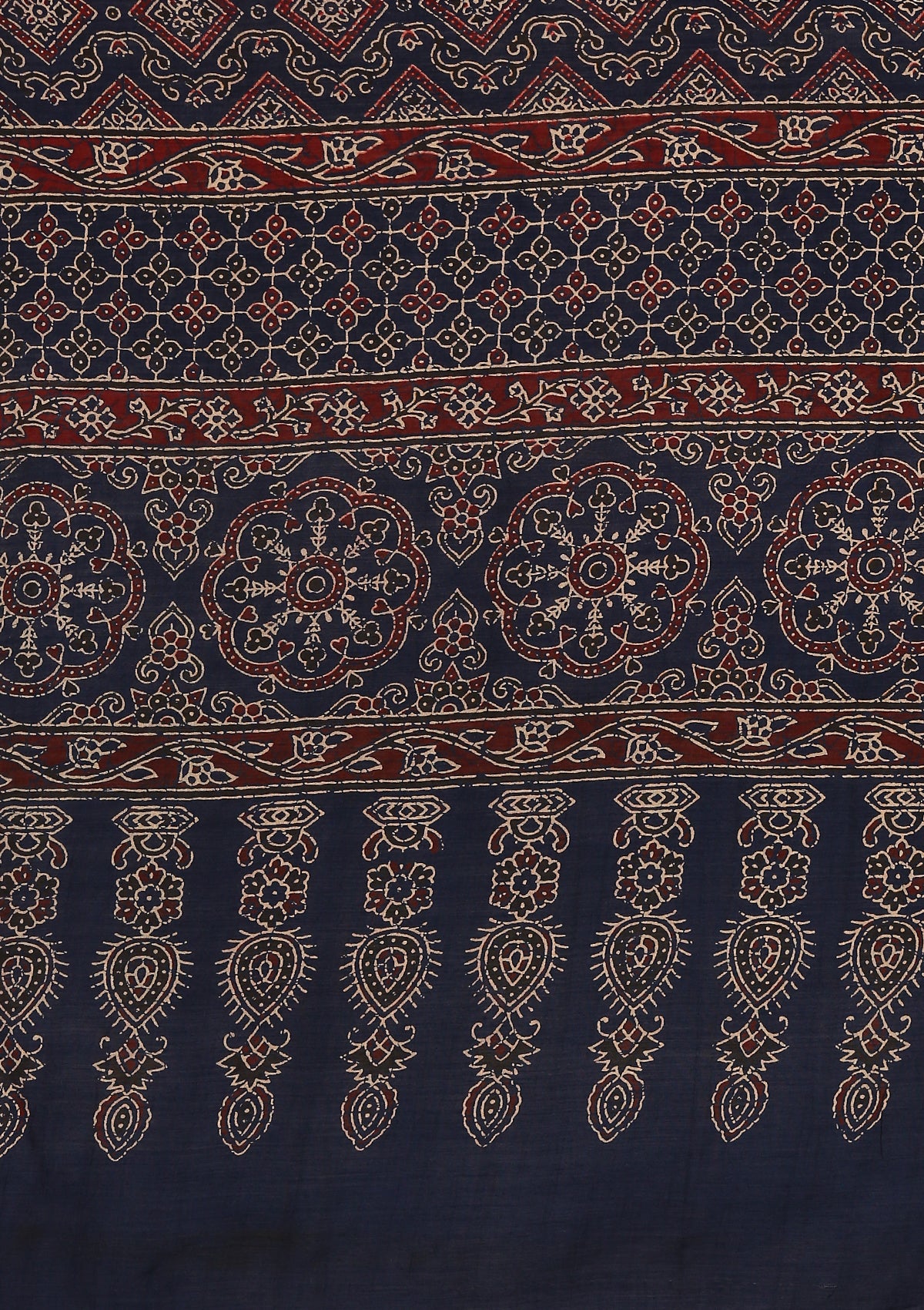 Indigo Block Printed Cotton Saree - Taashi