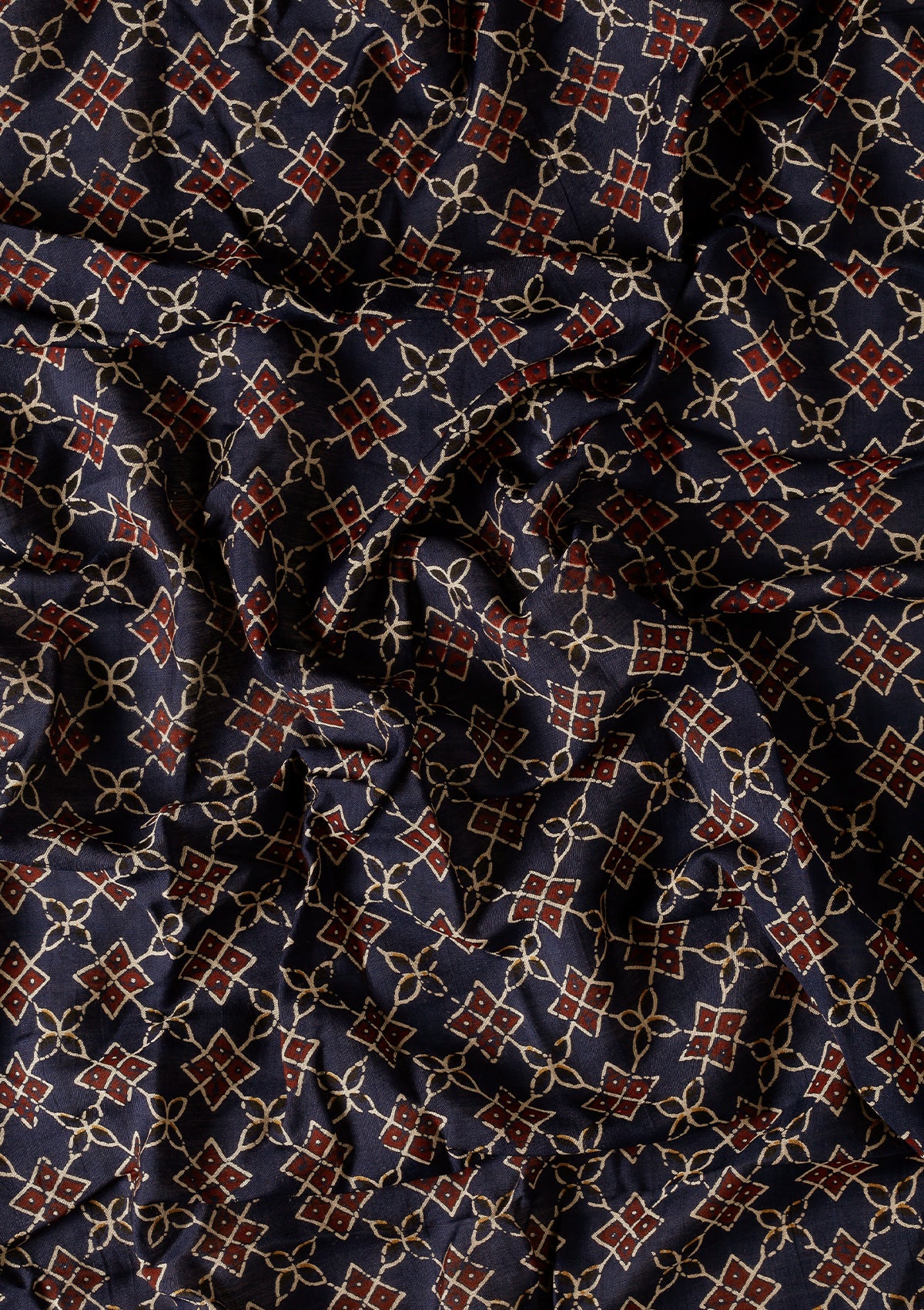 Indigo Block Printed Cotton Saree - Taashi