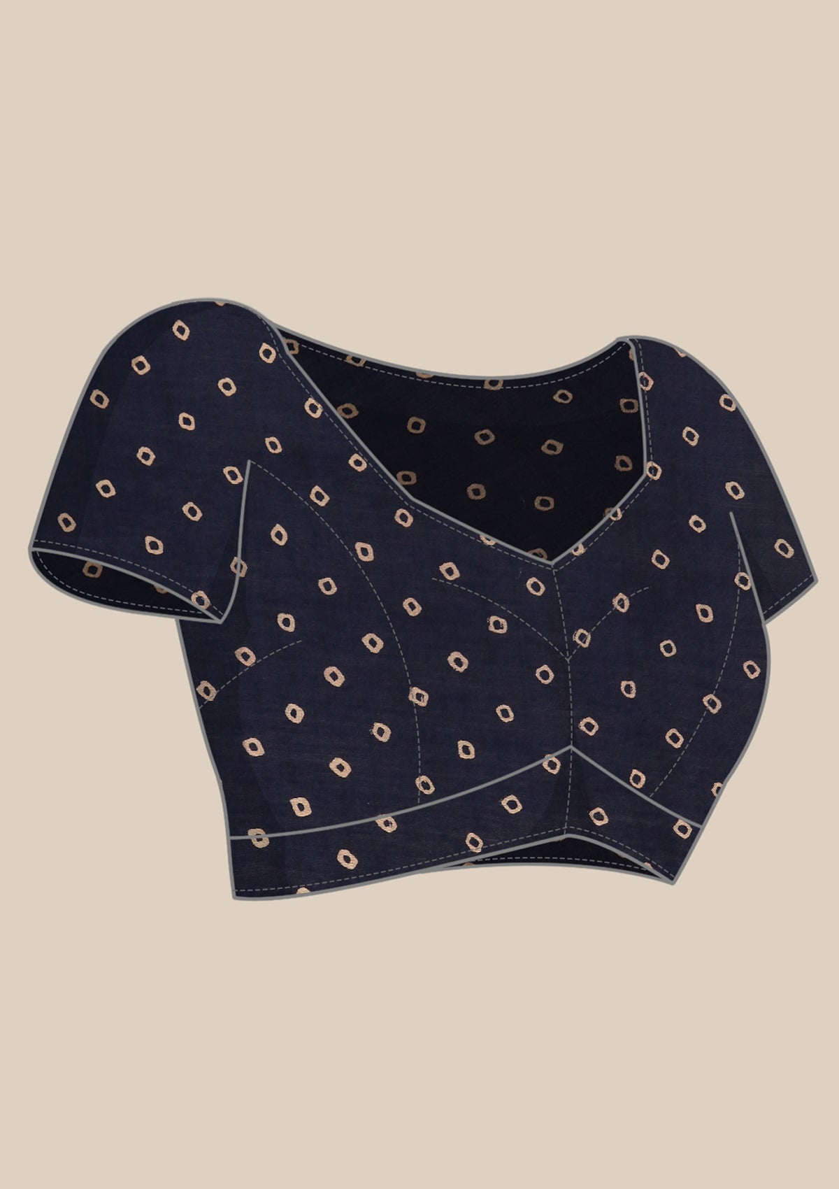 Indigo Block Printed Cotton Saree - Taashi