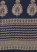 Indigo Block Printed Cotton Saree - Taashi
