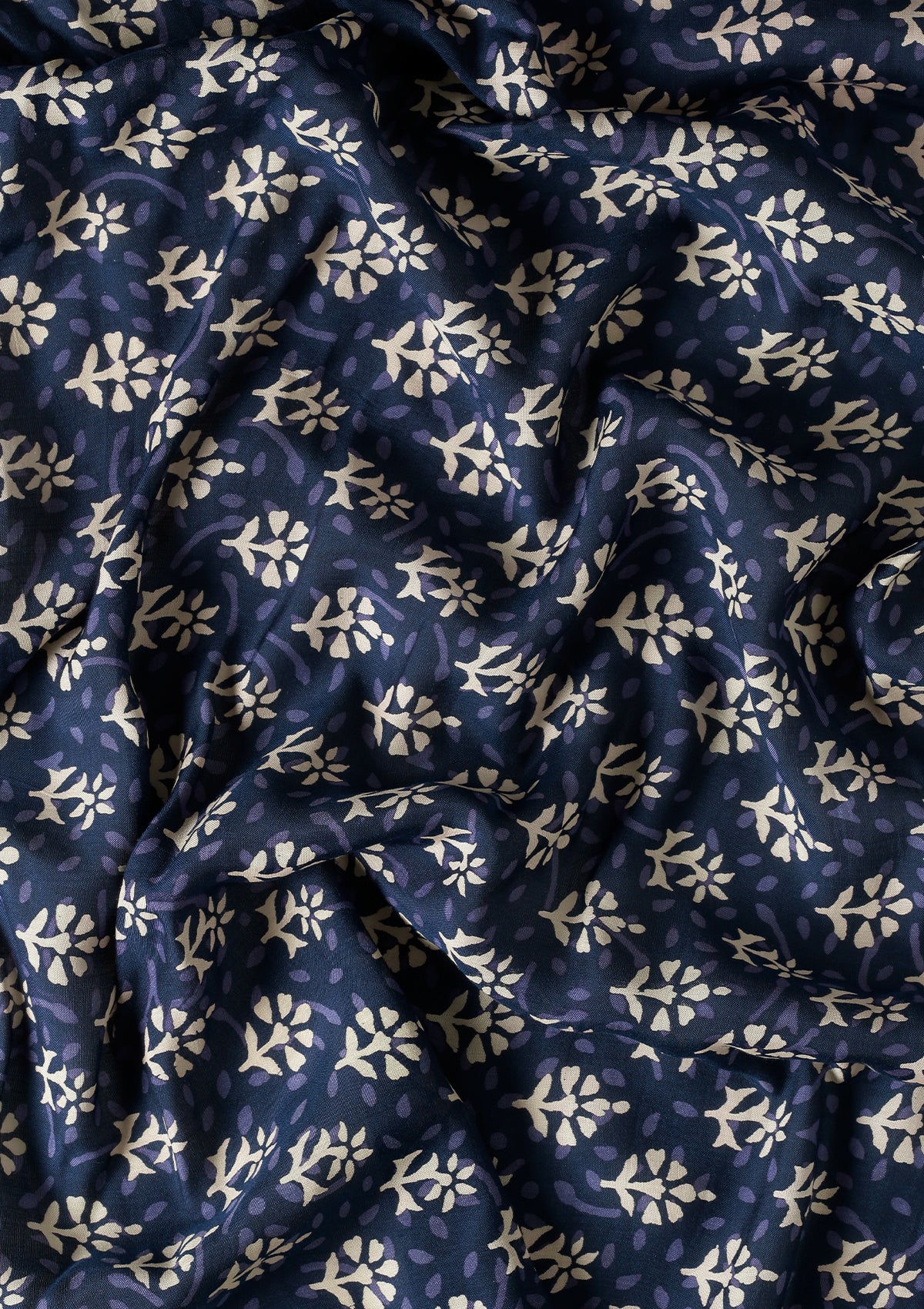 Indigo Block Printed Cotton Saree - Taashi