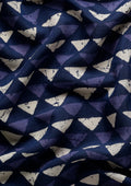 Indigo Block Printed Cotton Saree - Taashi