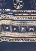 Indigo Block Printed Cotton Saree - Taashi