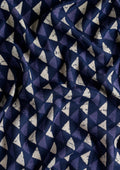 Indigo Block Printed Cotton Saree - Taashi