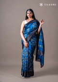 Indigo Abstract Printed Chanderi Saree - Taashi