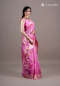Rose Pink Semi-Organza Dye Saree - Taashi