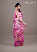 Rose Pink Semi-Organza Dye Saree - Taashi