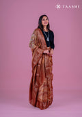 Brown Abstract Printed Chanderi Saree - Taashi