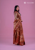Brown Abstract Printed Chanderi Saree - Taashi